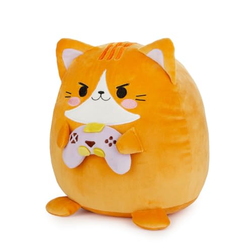 Peluche Chat Gamer Orange Kawaii - Doudou Geek Joueur